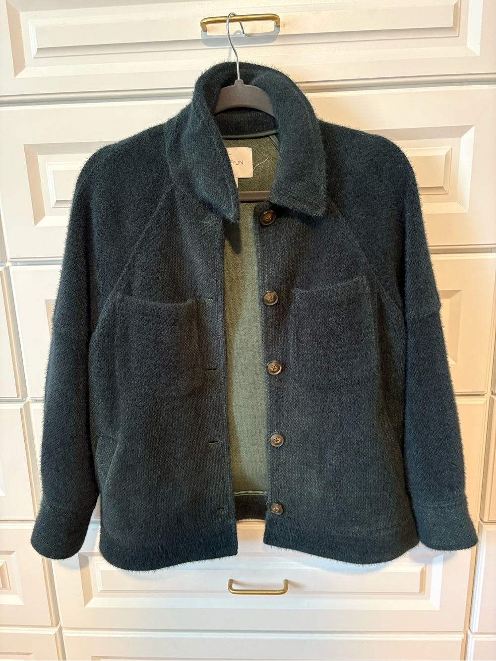 Greylin Dark Teal Button-Up Wool Jacket